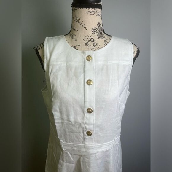 J.Crew Sleeveless midi dress in stretch linen blend NWT Size 8 - Picture 7 of 10